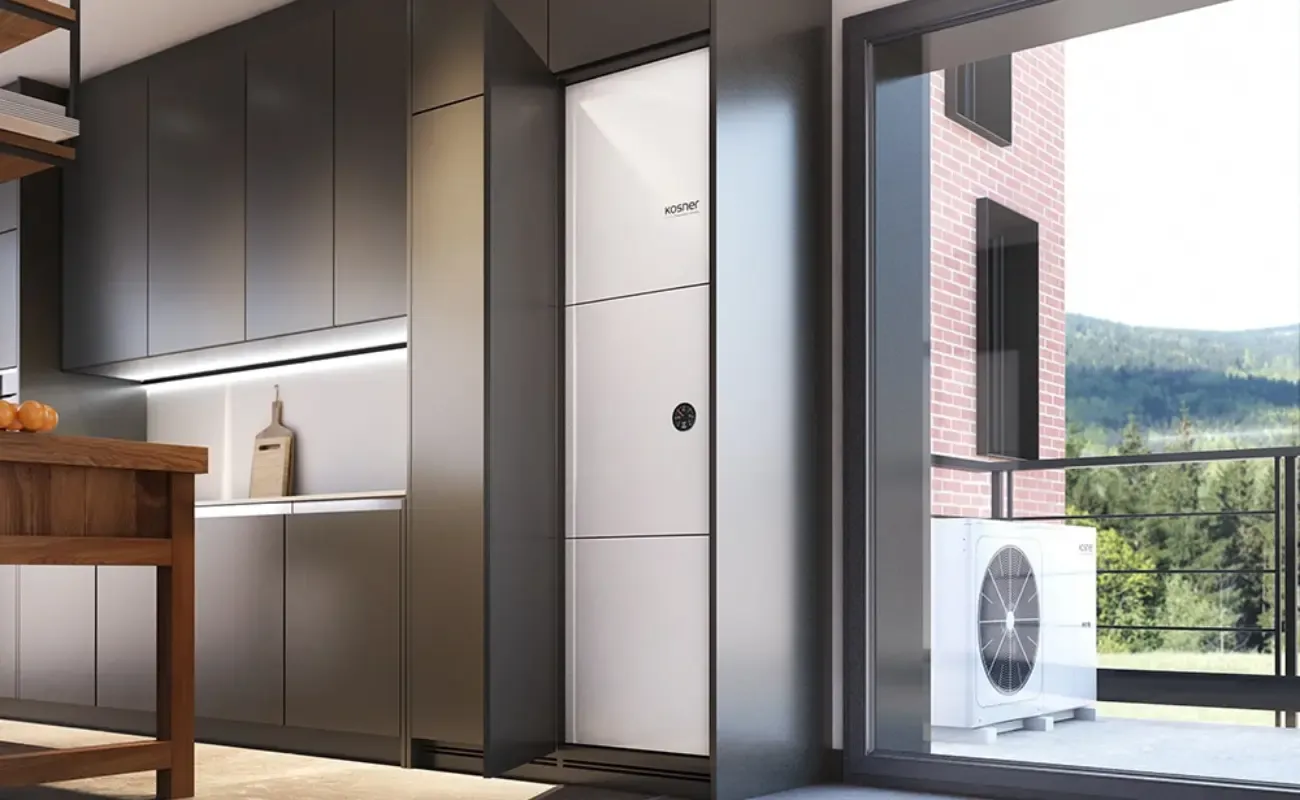 Sistema de aerotermia en vivienda moderna – Imagen original de Kosner.es